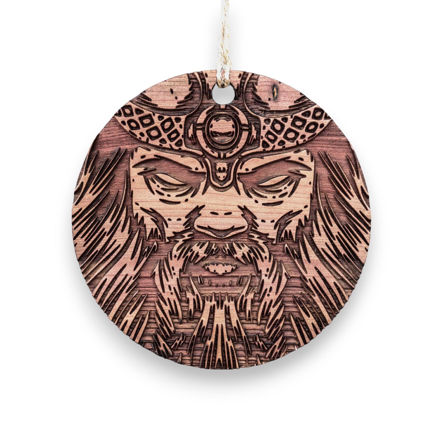 Viking Warrior - Raw Cedar Ornament 3x3in