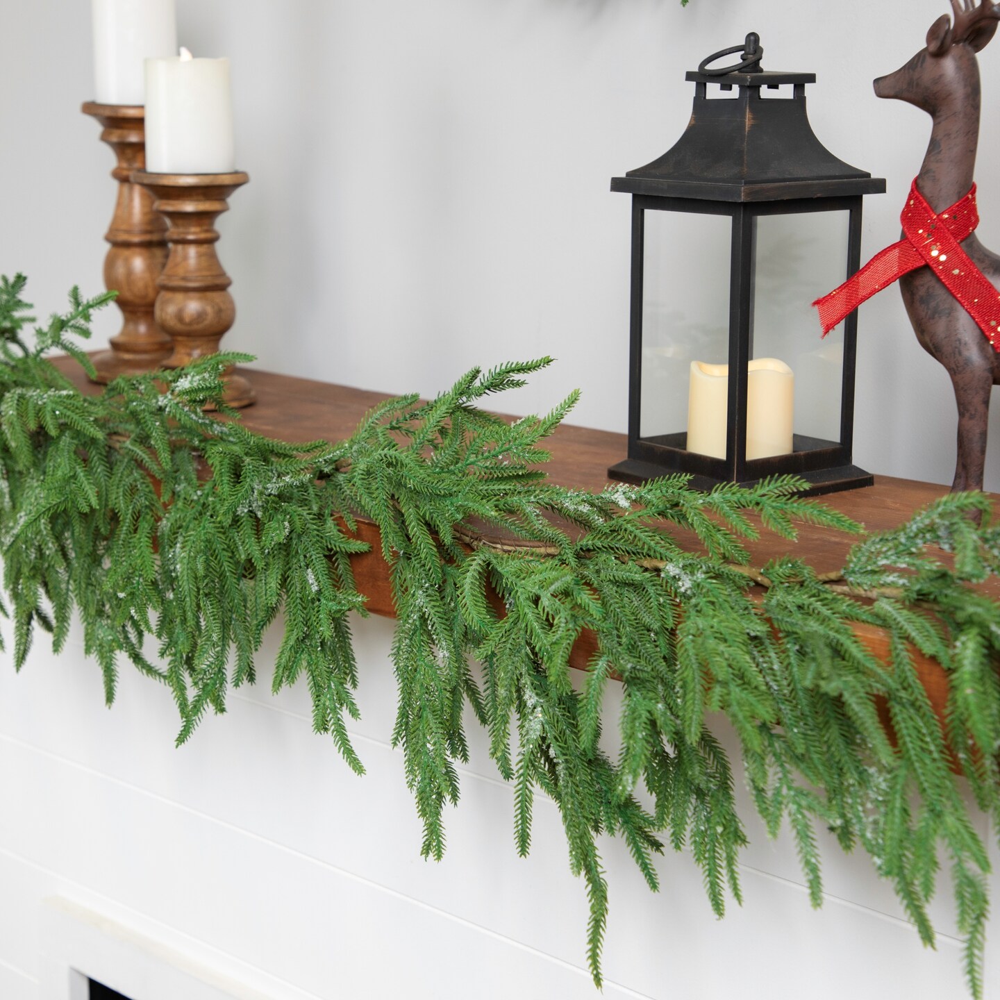 Northlight Frosted Norfolk Pine Artificial Christmas Garland - 5&#x27; - Unlit