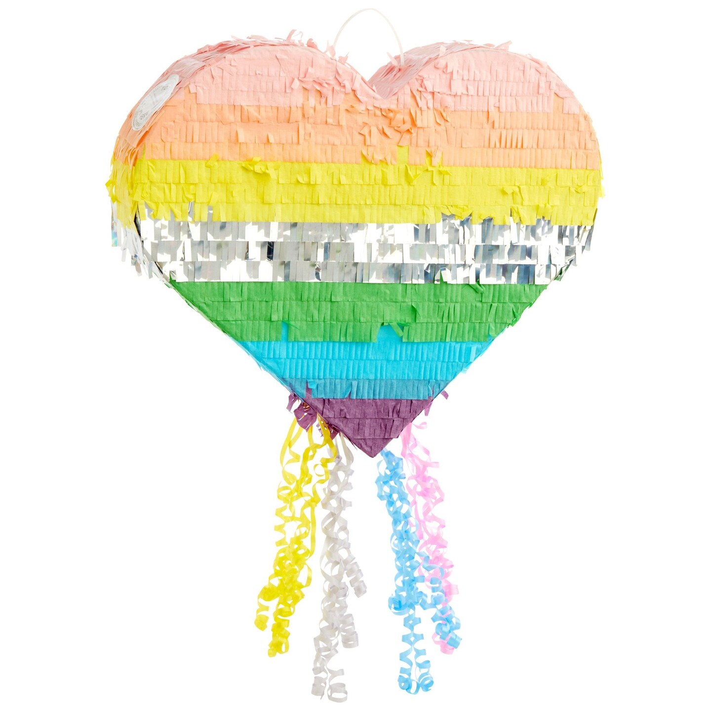 Sparkle and Bash Pastel Rainbow Pull String Heart Pinata, Ideal for Birthday Party Decorations & Supplies, Quinceanera, Valentine's Day (15.7 x 13 x 3 In, Small)