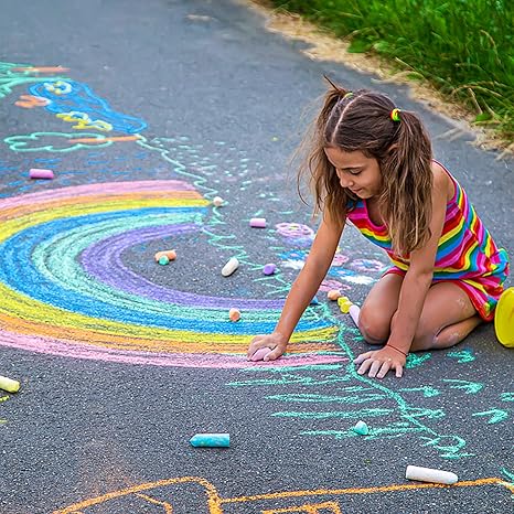 Sidewalk Chalk, 72 Pack Jumbo Sidewalk Chalk Bulk For Kids, Non-Toxic Outdoor Chalk Set For School Blackboard Playground, 18 Colors