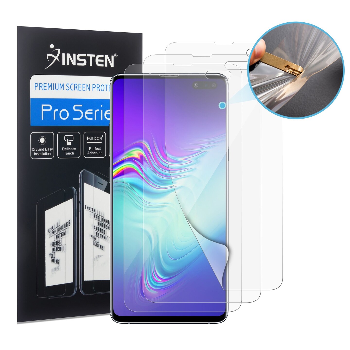 3-Pack Full Coverage Soft Screen Protector For Samsung Galaxy S10 Plus 6.4&#x22; 2019 [Support In-Display Fingerprint][Case Friendly] Edge to Edge Ultra Clear HD TPU Film Anti-Bubble by Insten