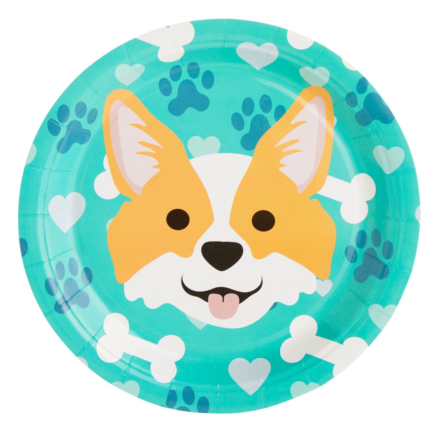 144 Piece Corgi Party Supplies, Dog Birthday Decorations with Paper Plates, Napkins, Cups, and Cutlery (Serves 24)