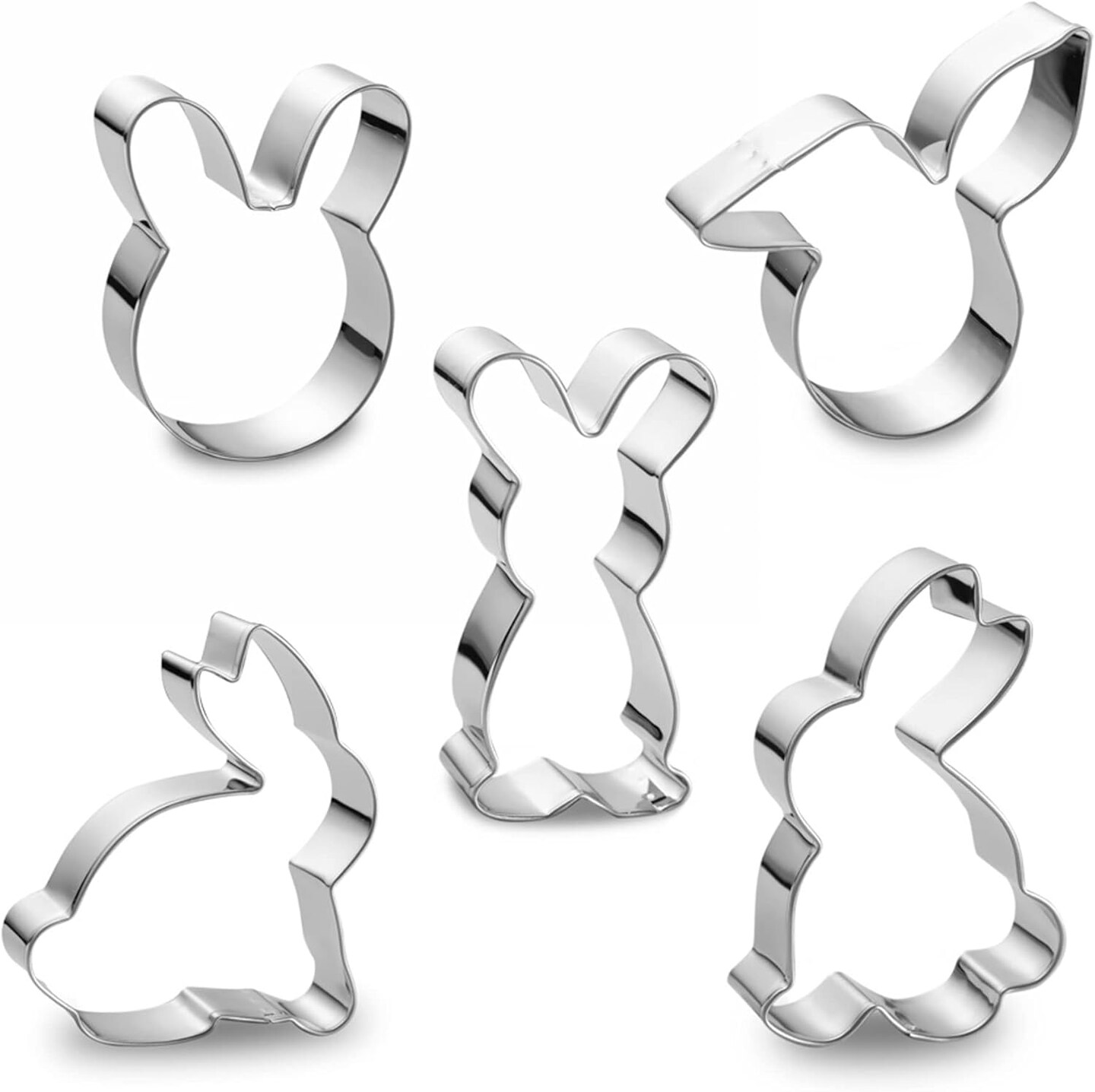 Easter Bunny Cookie Cutter Set -5 Pieces - Different Shapes Stainless Steel