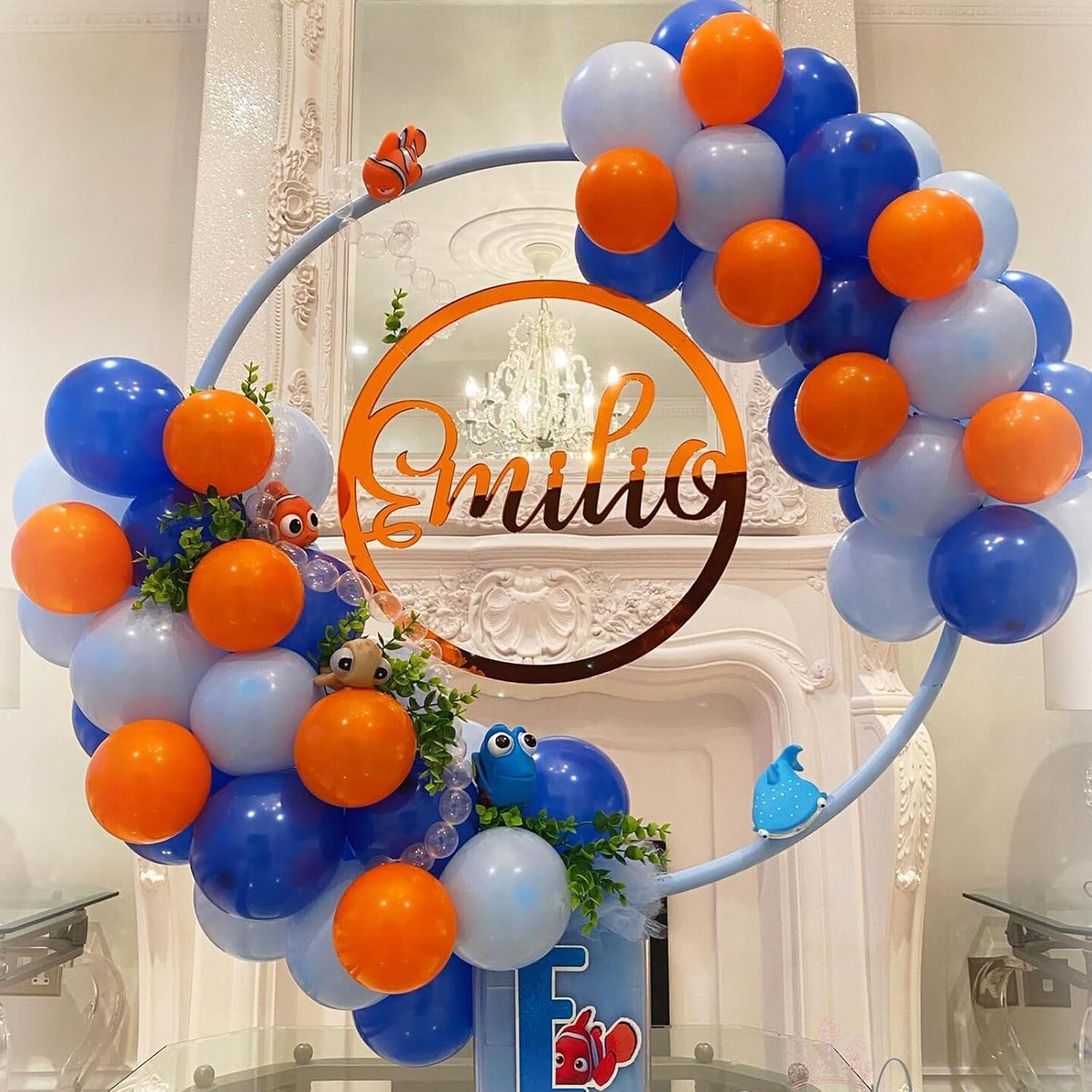 Blue and Orange Balloons, 35pcs Blue White Orange Balloons, Blue and Orange Confetti Balloons Orange and Blue Latex Balloons for Birthday Baby Shower Wedding Anniversary Graduation Party Decorations