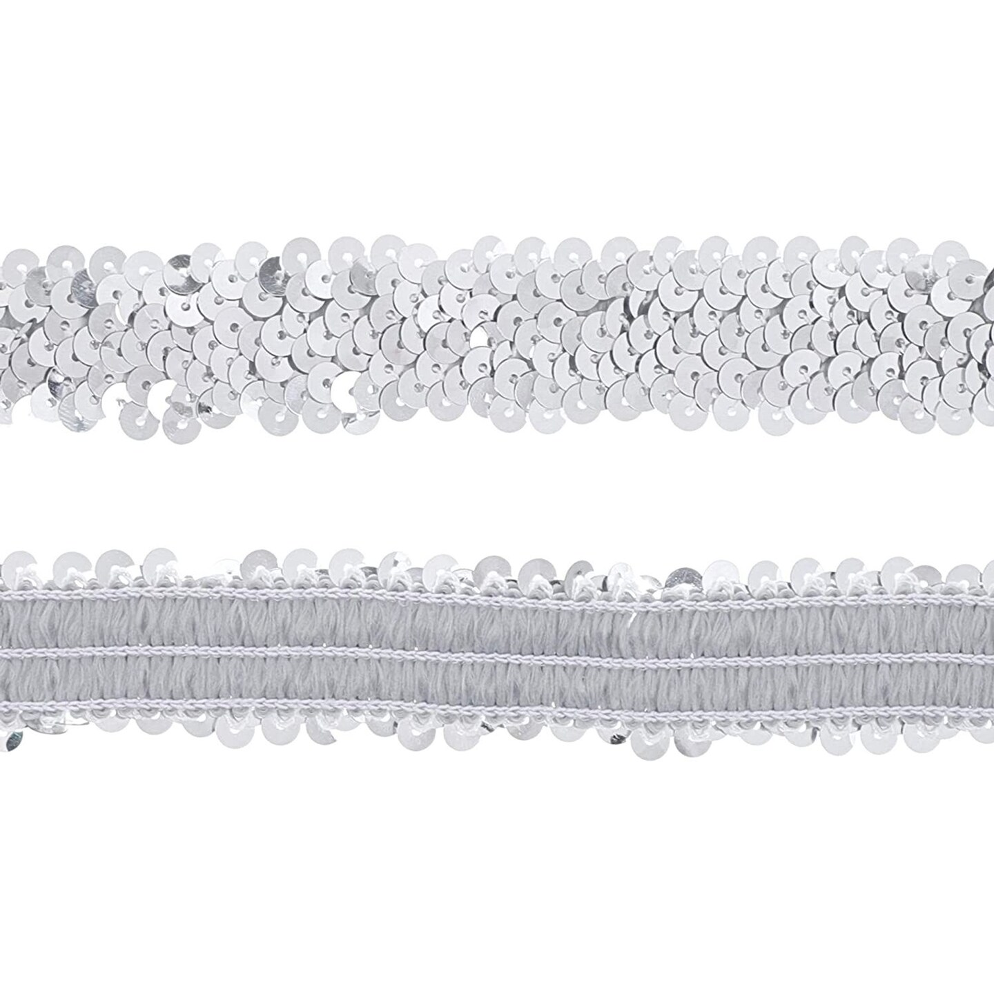 Sequin Trim, Sewing Accessories and Supplies (Silver, 10 Yards)