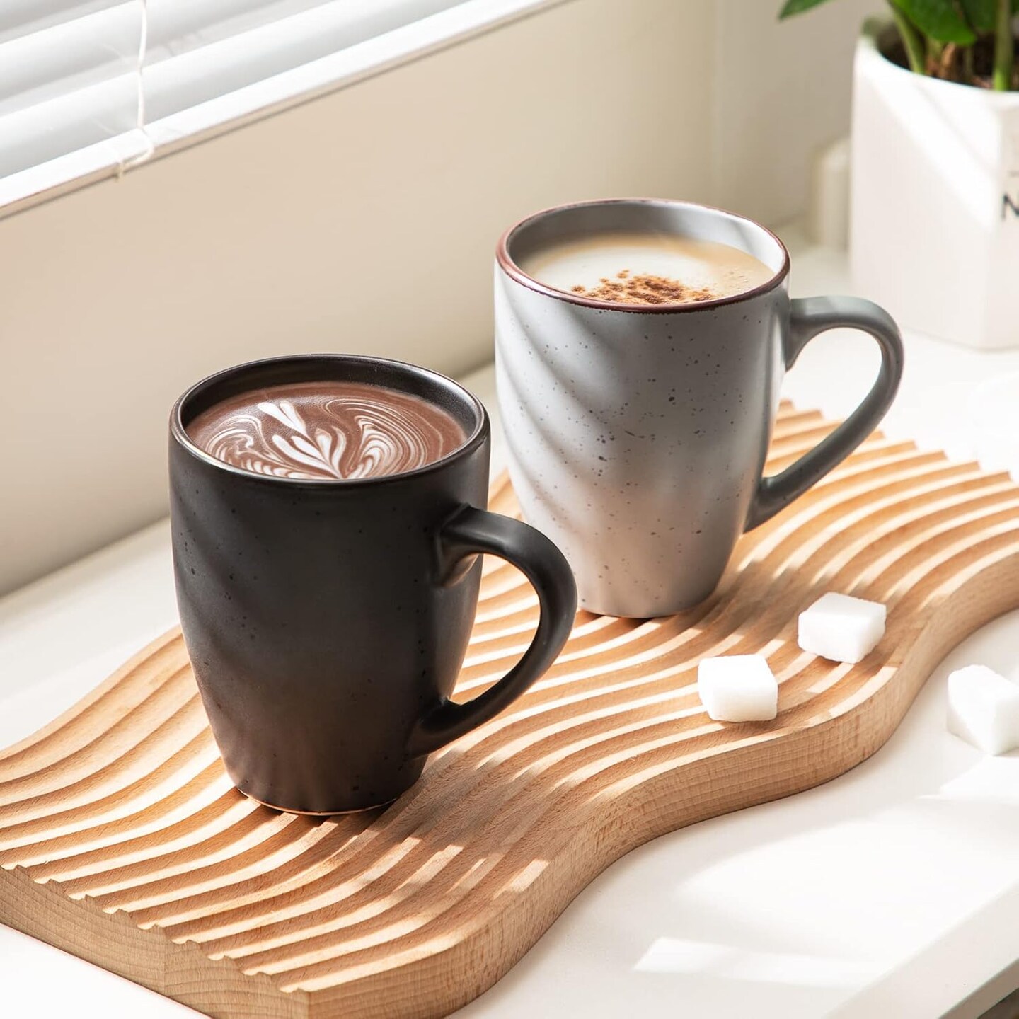 Moda Coffee Mugs Set of 6-12 oz Ceramic Coffee Cups