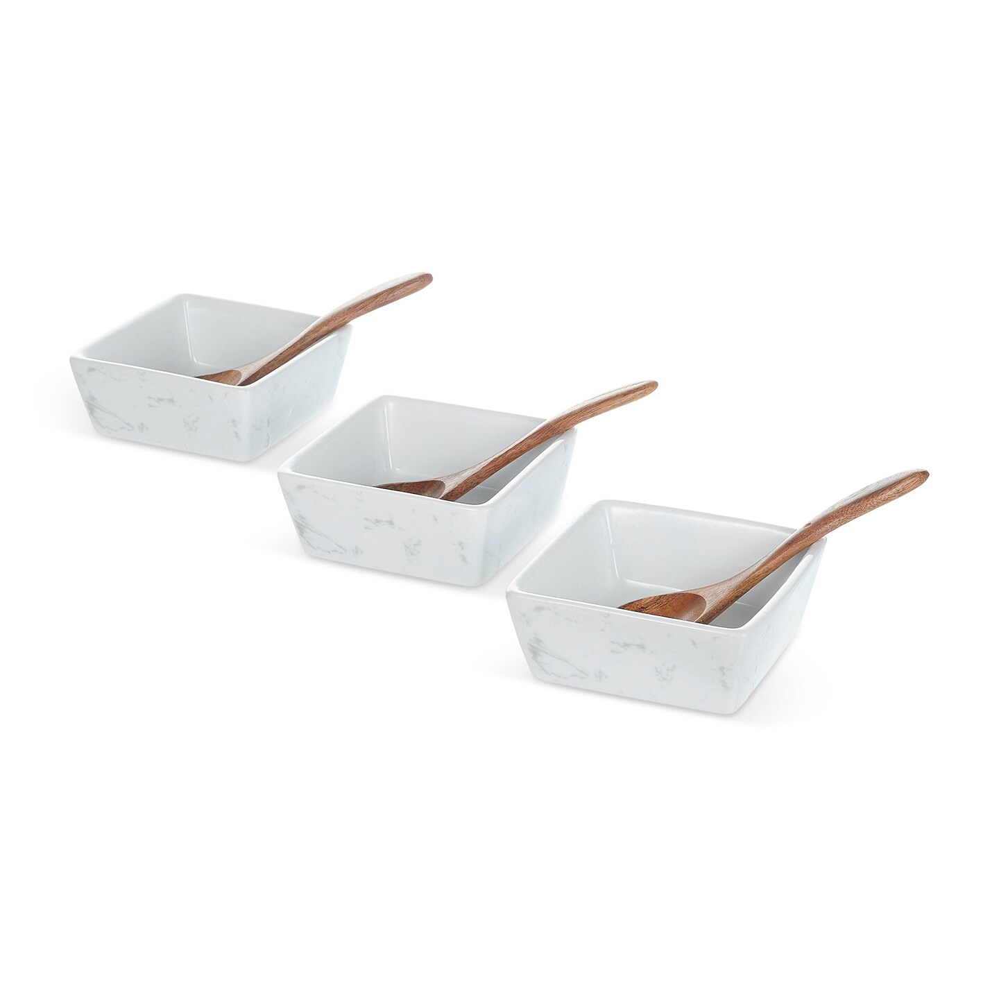 Makerflo Charcuterie Cheese Board Set 16.25&#x22; x 12&#x22; Acacia Wood Marble Design 3 Bowls, 3 Spoons, 4 Utensils for Craft &#x26; DIY Personalization - Laser Engraving, Epoxy, UV DTF, Vinyl Individually Wrapped