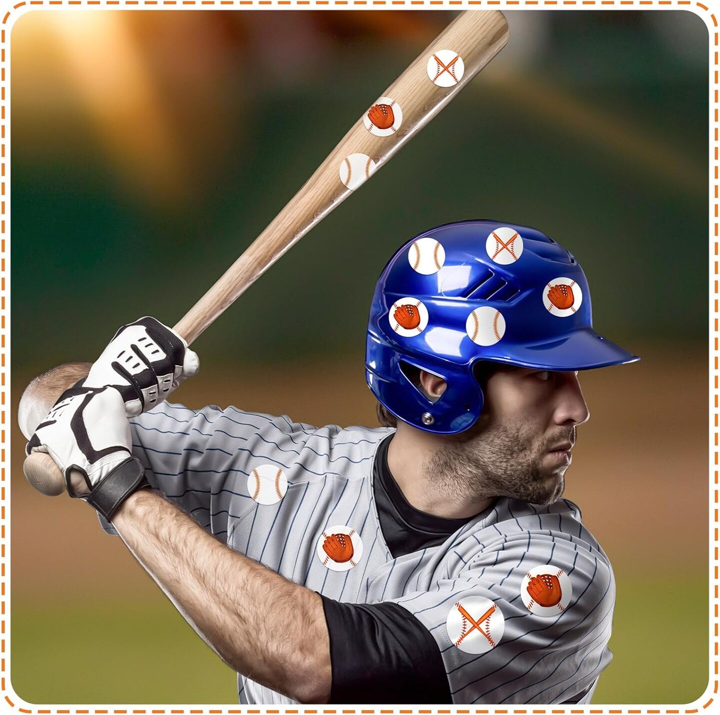 600 Pcs Baseball Helmet Stickers, 24 Sheets 1.18 Inch Self Adhesive Softball Helmet Decals Award Decals Baseball Accessories for Laptops, Scrapbook, Sport Party