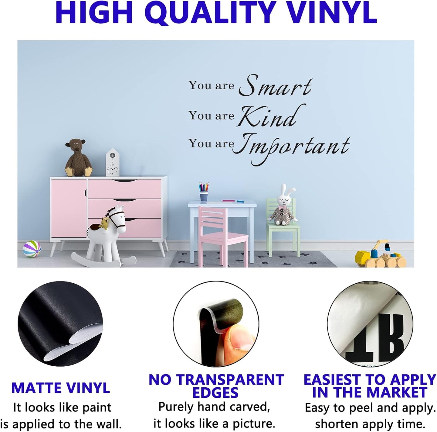 Wall Stickers, Kids Wall Stickers, (Easy to Install), Wall Decals Quotes Inspirational Boys Girls Baby Living Room Bedrooms Nursery Office Teens Words Signs Home Art Decor Vinyl
