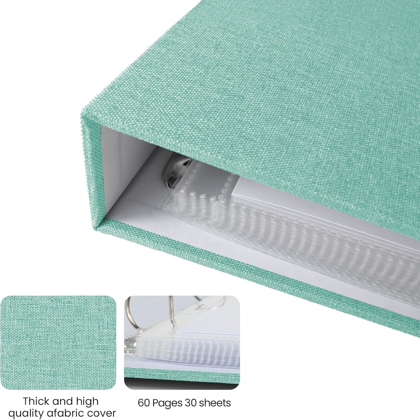 Inch Large Scrapbook Photo Album, Linen Cover Scrap Book with 30 Plastic Sleeves 60 Pages 12 x 12 Scrapbooks White Pages for Wedding Couples