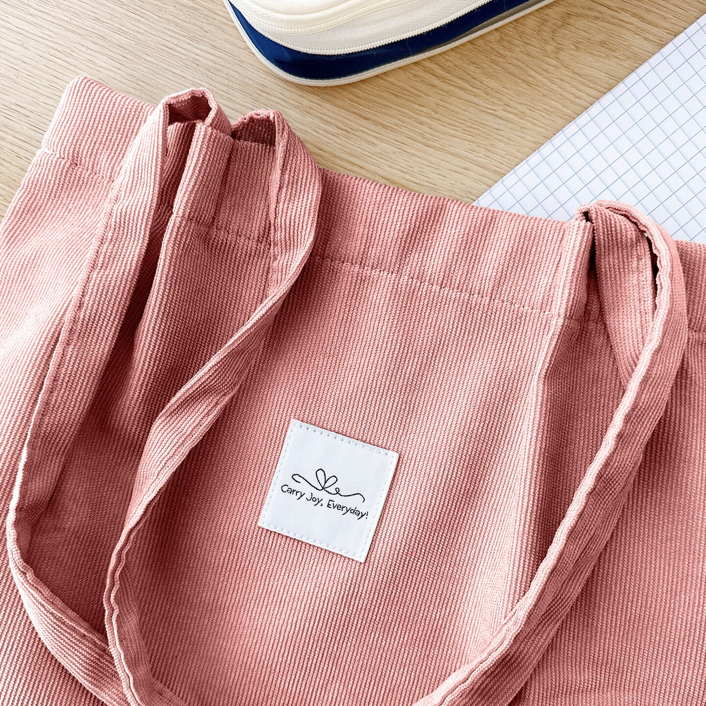 Wrapables Corduroy Tote Bag, Casual Everyday Shoulder Handbag