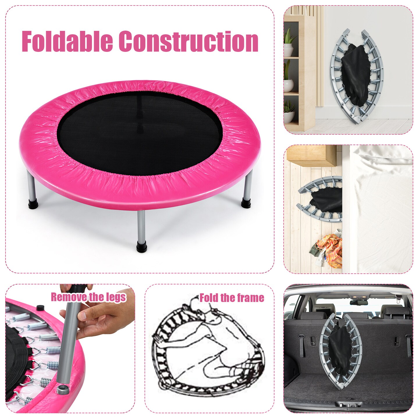 Foldable PP Trampoline with Safety Springs and 330 lbs Capacity