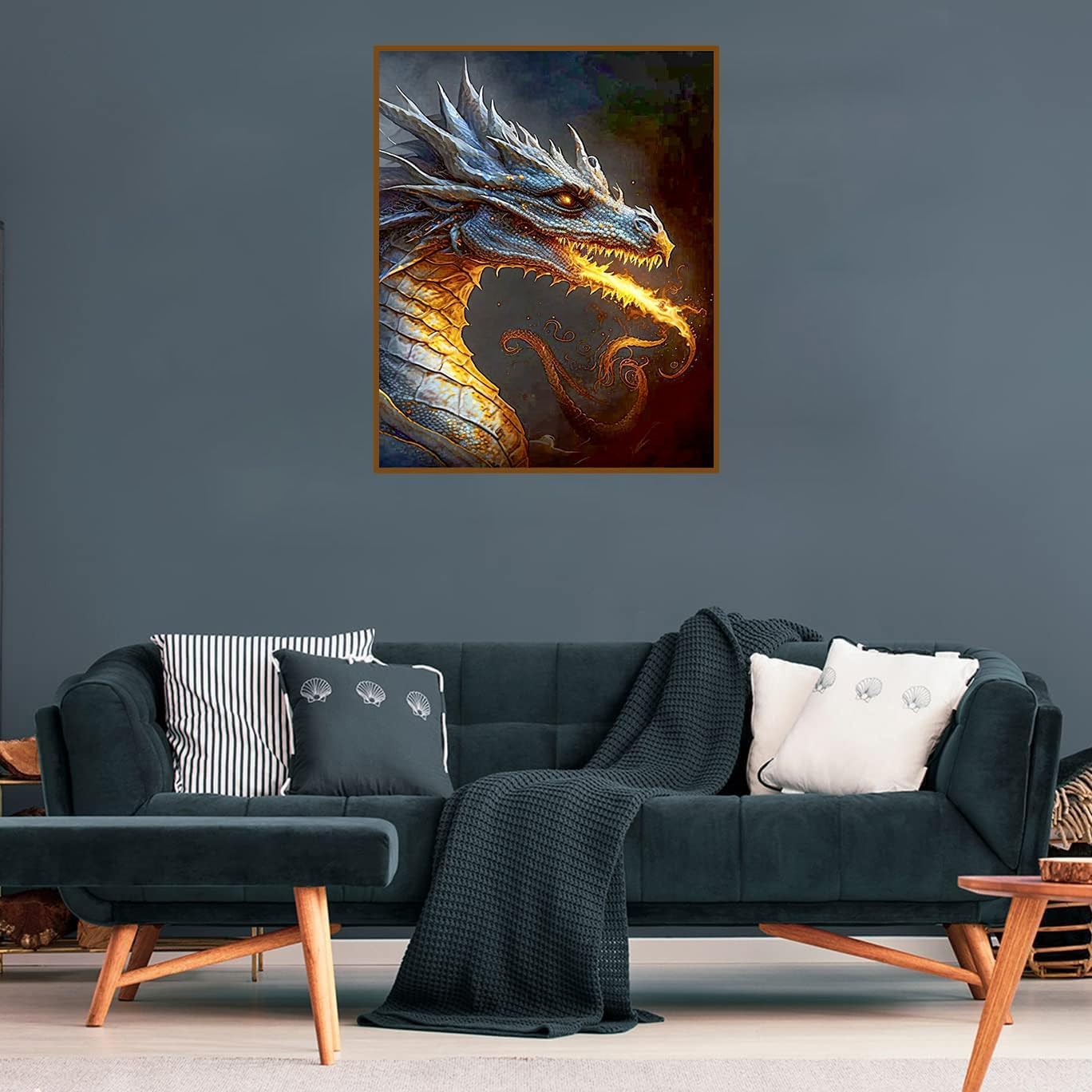 Dragon 5D Diamond Art Painting Kit for Adults, Round Full Drill Diamond Dots DIY Wall Decor 12 x 16inch