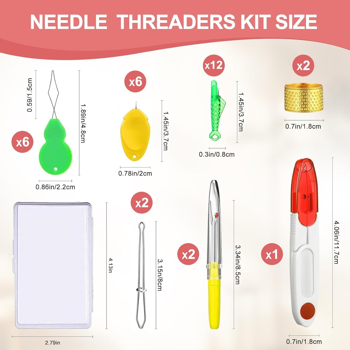 31 Pcs Needle Threaders for Hand Sewing, Fits All Needle Sizes,Include Gourd Shaped Sewing Needle Threader/Fish Type Easy Threader/Thumb Shaped Threaders/Seam Rippers/SewingTweezers/Scissor/Thimble