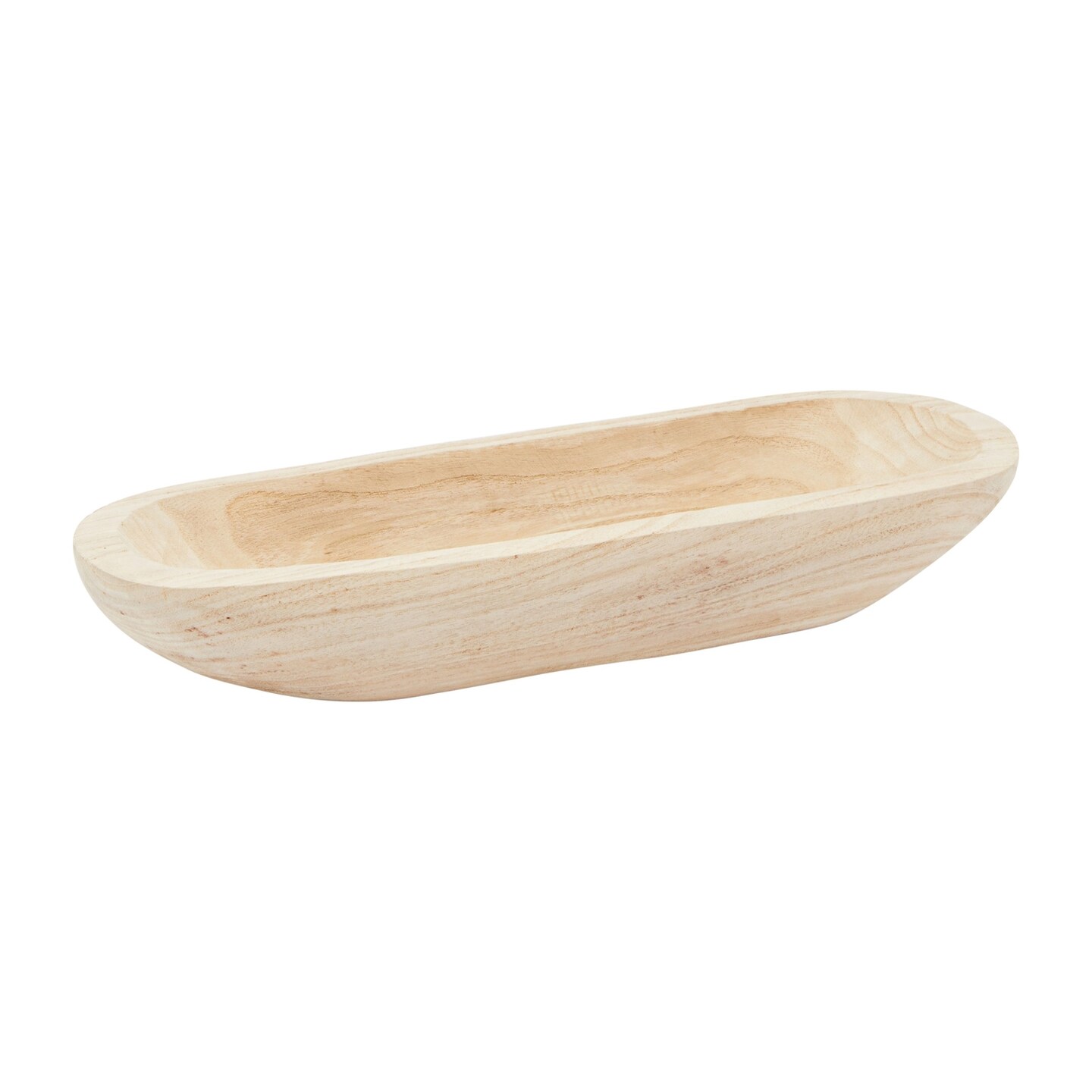 Handmade Wooden Dough Bowls for Decor, Oval Paulownia Wood Centerpiece (17 x 6 x 3 In)