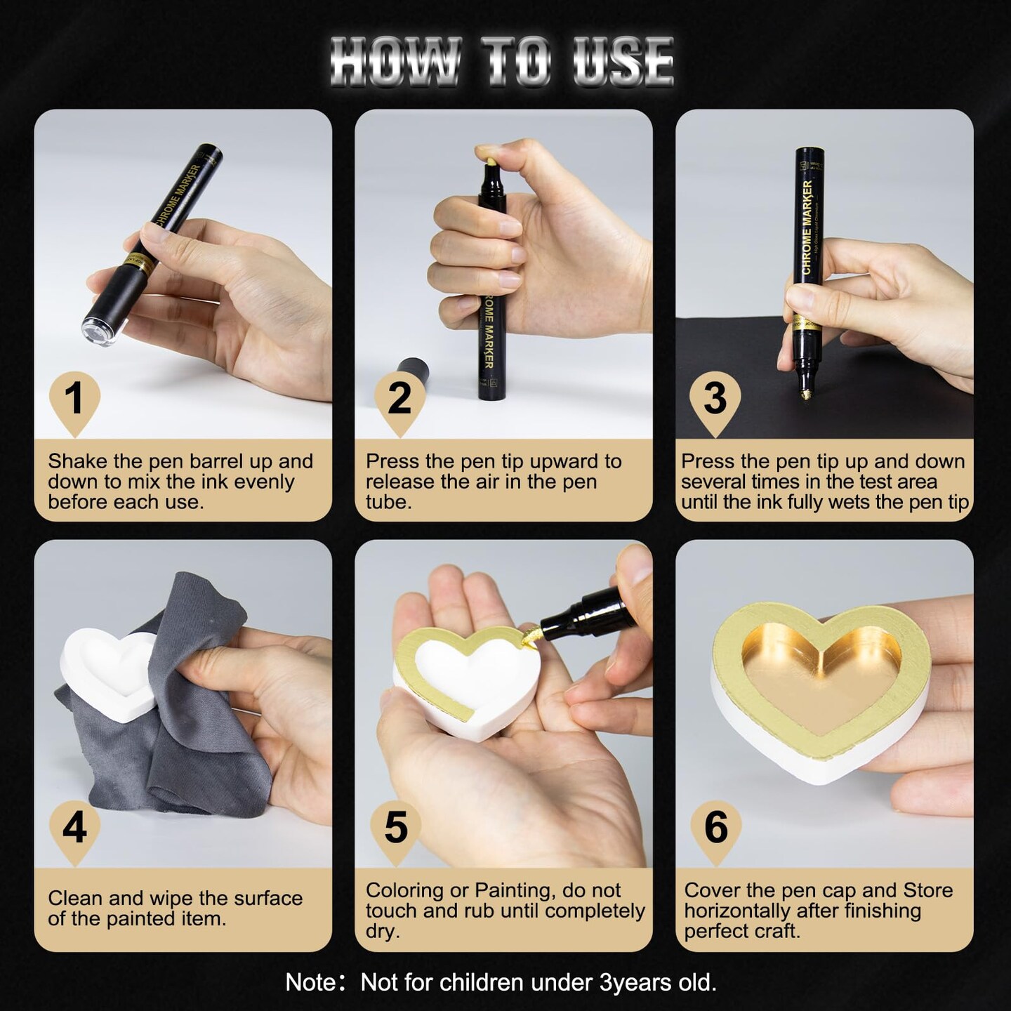 JDiction Metallic Permanent Markers, 7 Colors Glitter Metallic Markers, High Gloss, Waterproof, Scrapbook Supplies, Resin Crafts Supplies, Metallic Paint Pens for Crafts, DIY, Painting