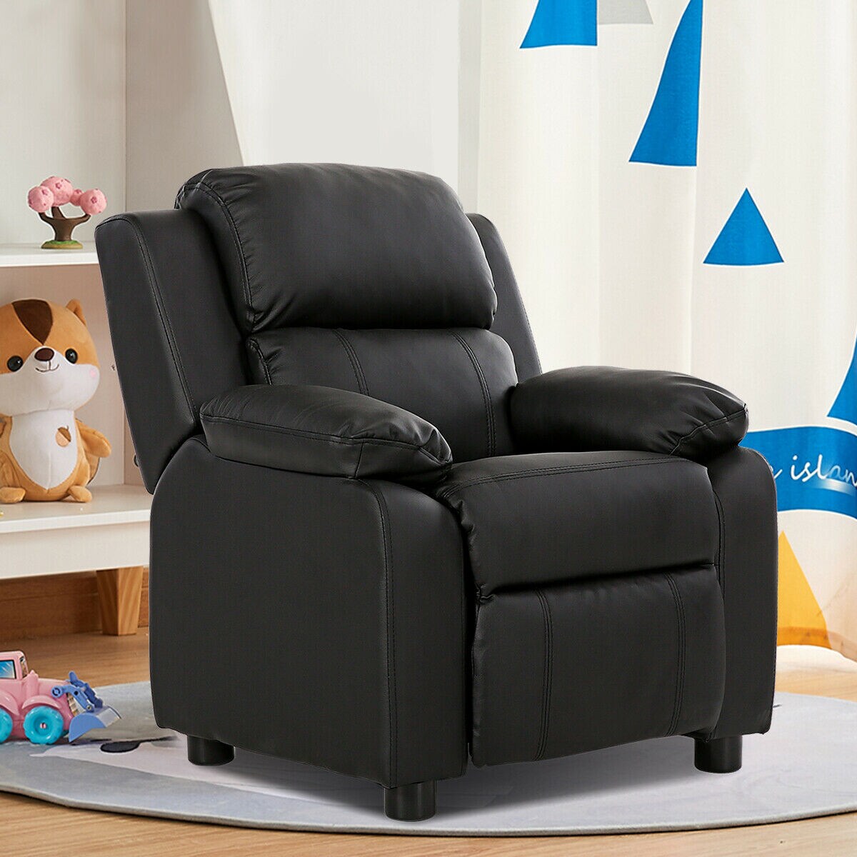 Kids Headrest Recliner Sofa Chair Hardwood, PU, Comfortable