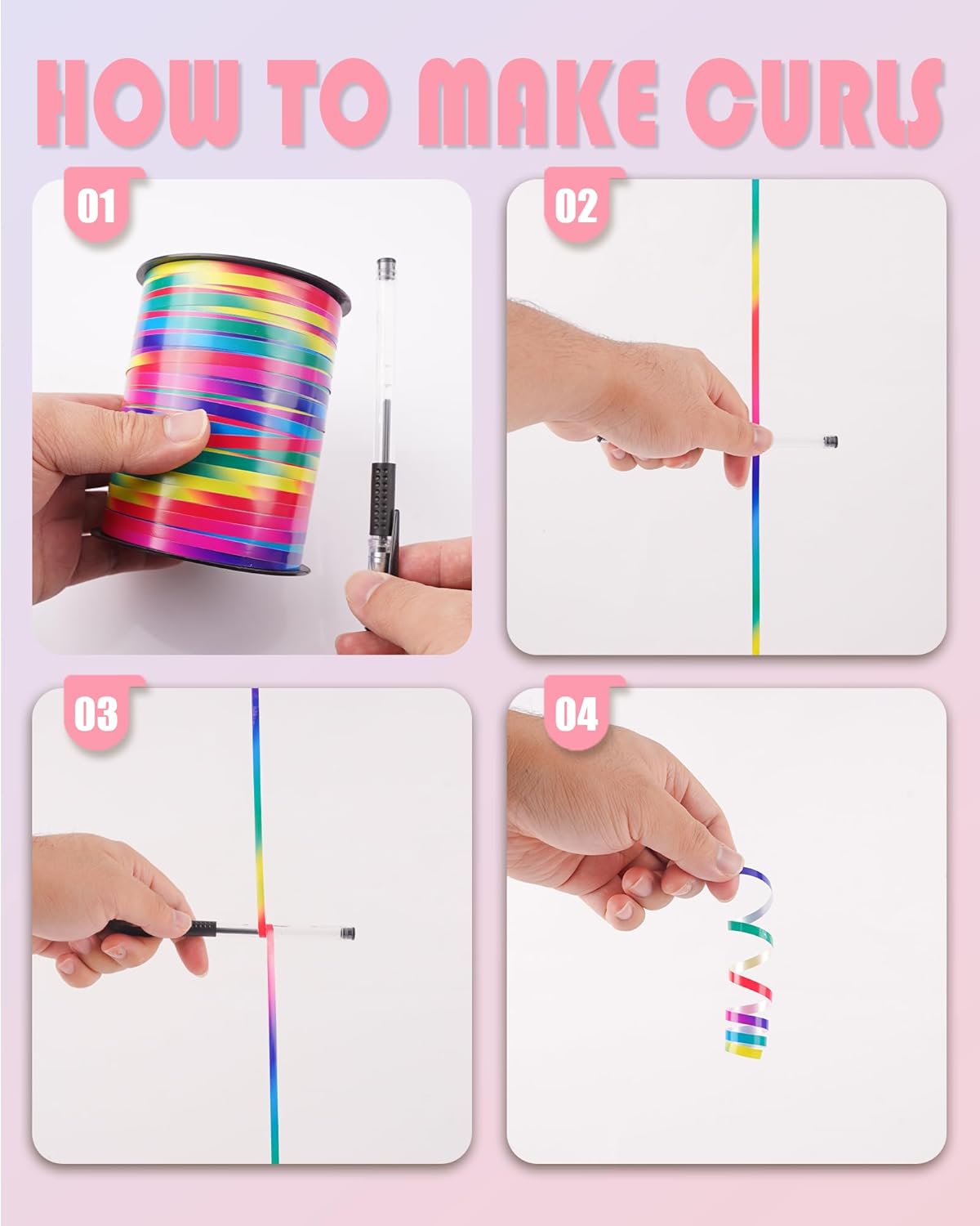 Rainbow Ribbon, 500 Yard Curling Ribbon for Crafts, Balloon Iridescent Color Gift Wrapping, Balloon Ribbon, Crimped Ribbon, Holographic Balloons String, Florist Flower (1 Roll)