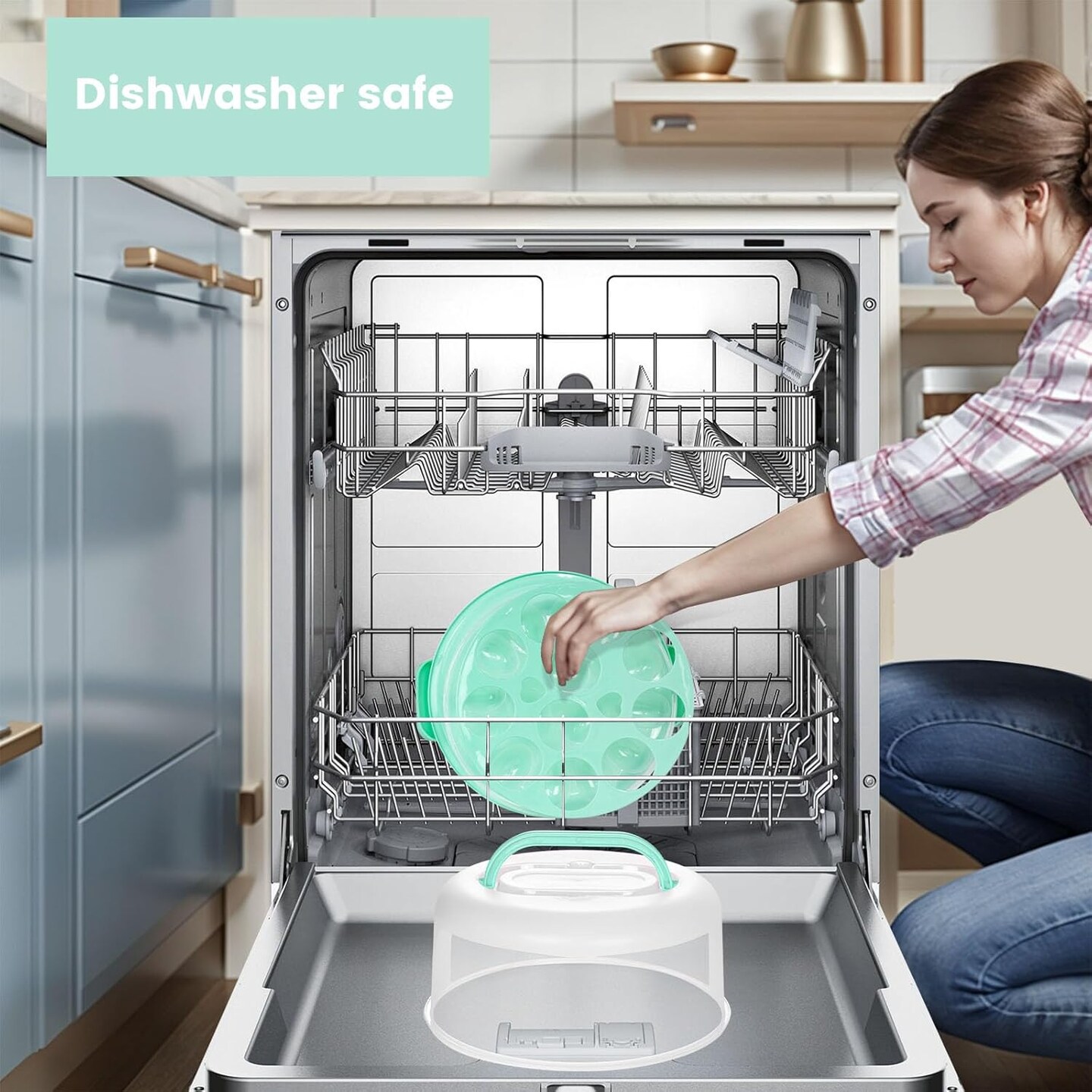 Cake Carrier with Handle, Cupcake Holder Deviled Egg Containers with Lid, 3-in-1 Multi-Purpose Food Storage for Dessert Baking Party Camping