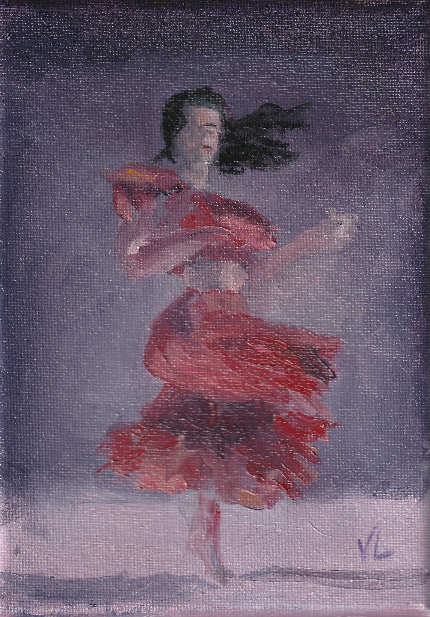 product name is Original Hand Paint Oil Painting on the Canvas "Dancer" 5x7"
