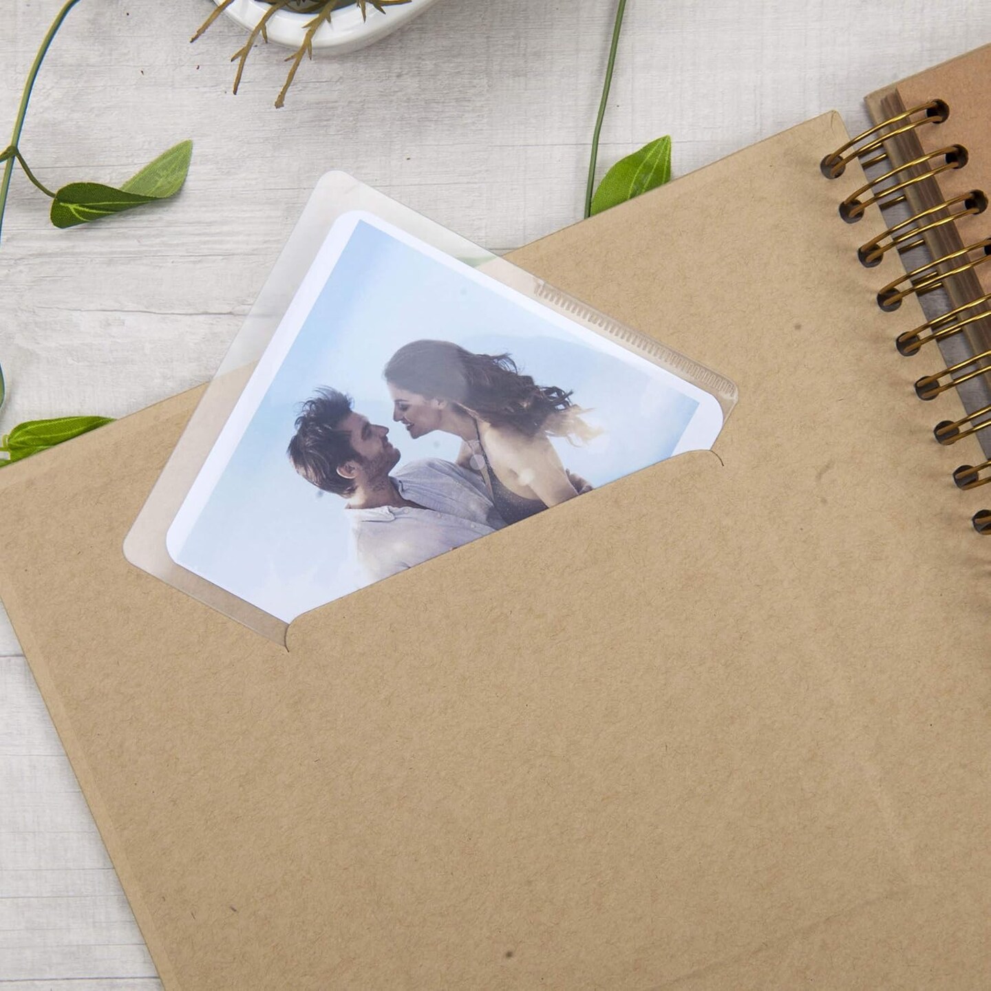 DIY Scrapbook Photo Album with Cover Photo 80 Pages Hardcover Craft Paper Photo Album for Guest Book, Anniversary, Valentines Day Gifts (Brown, 10 x 10 inch)