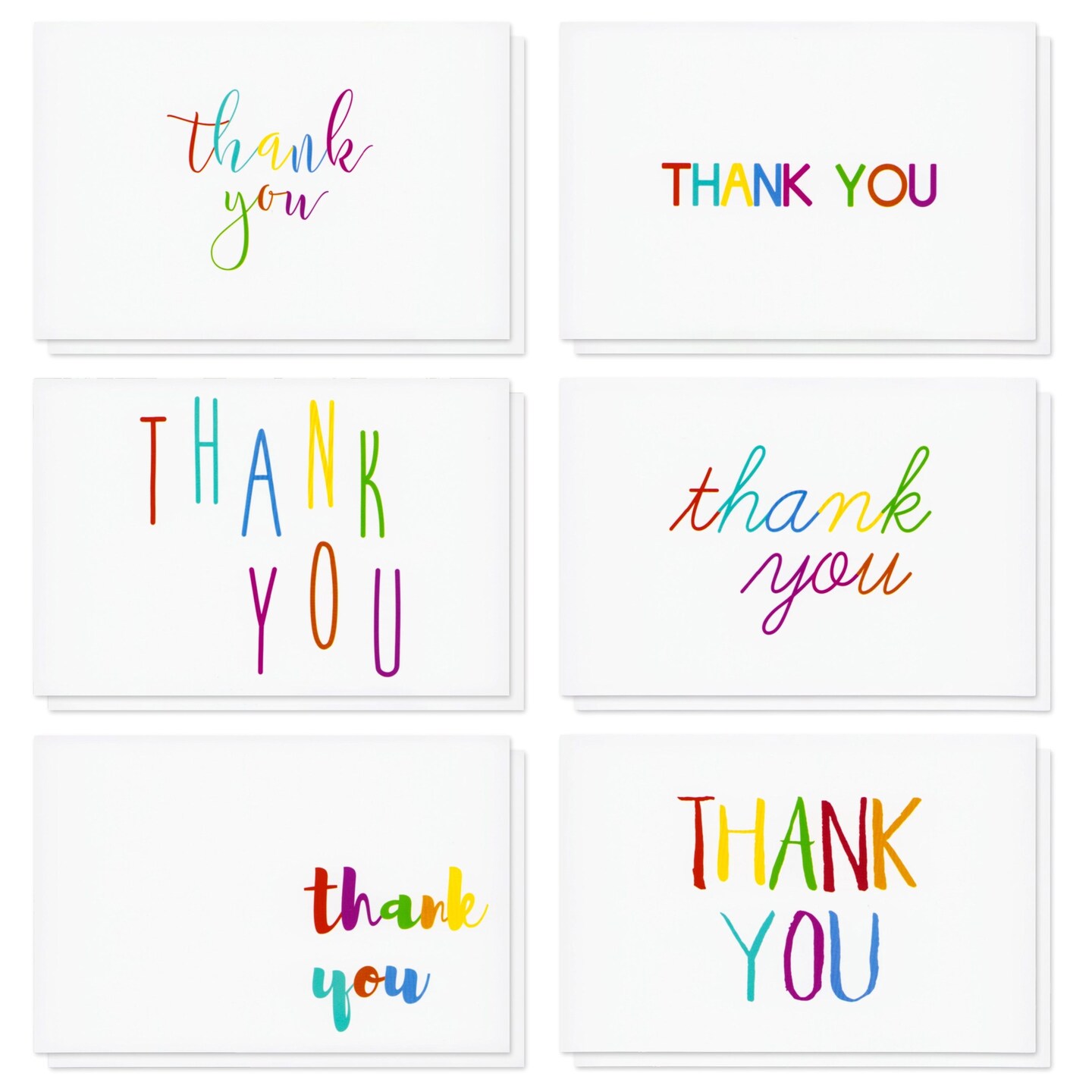 48 Pack 4x6-inch Bulk Thank You Cards with Envelopes - Appreciation Gift Note for Teachers and Kids (6 Assorted Designs)