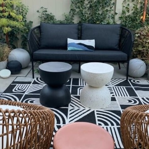 Set of 2 17.75"H Multi-functional MGO Faux Terrazzo Garden Stool or Planter Stand or Accent Table