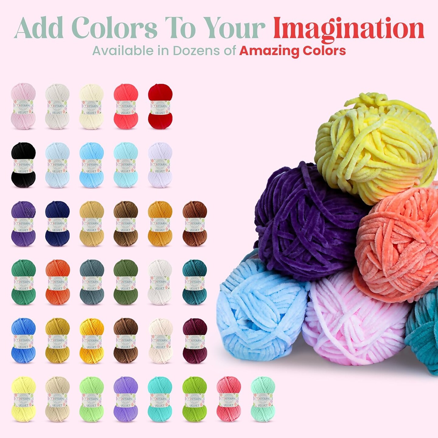 Chenille Velvet Yarn - 100g (132 Yards) Fluffy Plush Yarn for Crocheting Amigurumi &#x26; Baby Blankets, Size 6