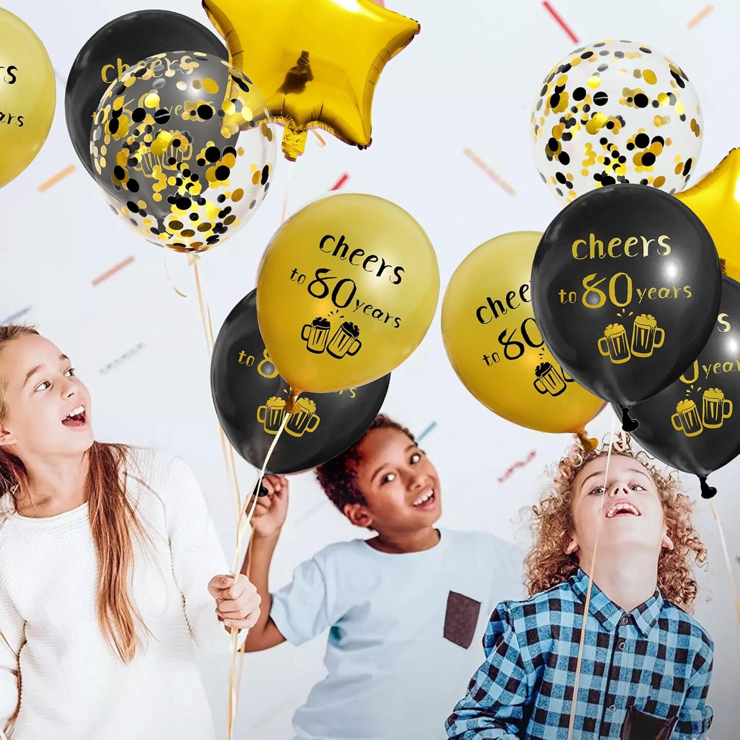 Cheers to 80 Years Balloons Black and Gold 80 Birthday Decorations for Women Men 80th Birthday Balloons Latex Gold Confetti Balloon 80 Anniversary Theme Happy Birthday Party Supplies 12 inch