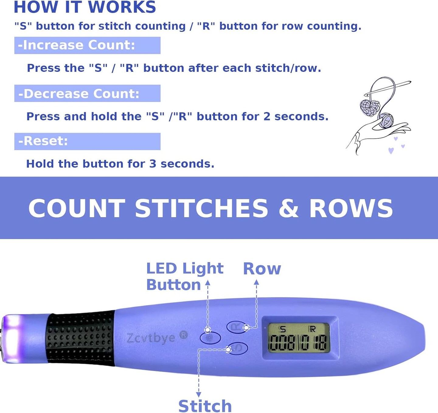 HCBZVV 18 Sizes Counting Crochet Hook Set
