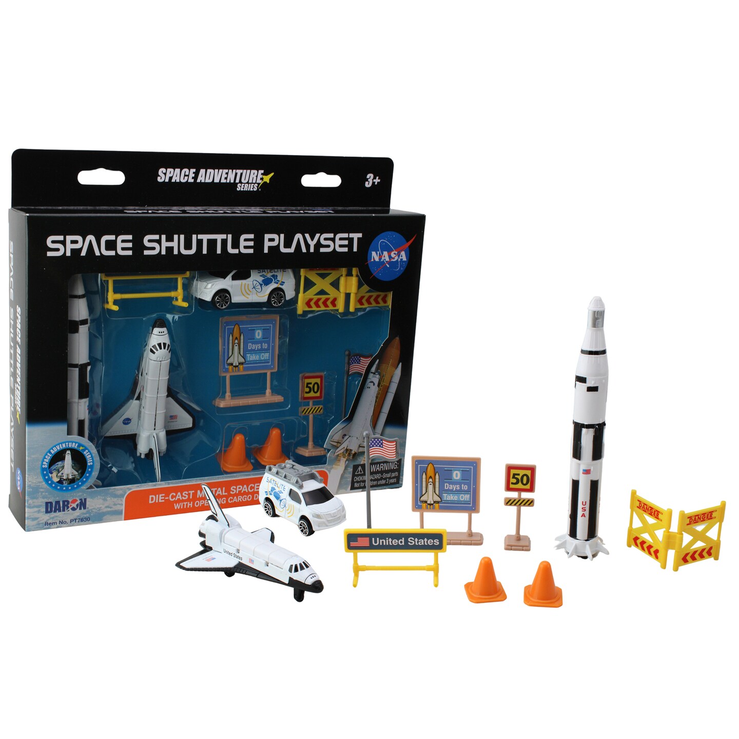 Space Adventure: Space Shuttle Playset - 10pc - Realistic Shuttle, Rocket, Satellite Van &#x26; Accessories, Galaxy Exploration, NASA Toy, Kids Ages 3+