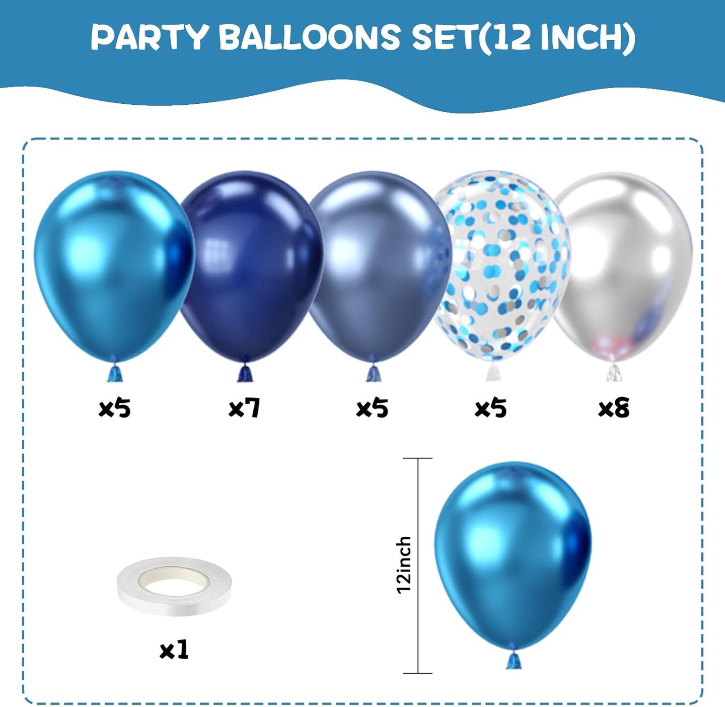 Blue and Silver Balloons, Pearl Navy Blue Balloon Metallic Blue Silver Confetti Balloons for Birthday Graduations Space Engagement Decorations