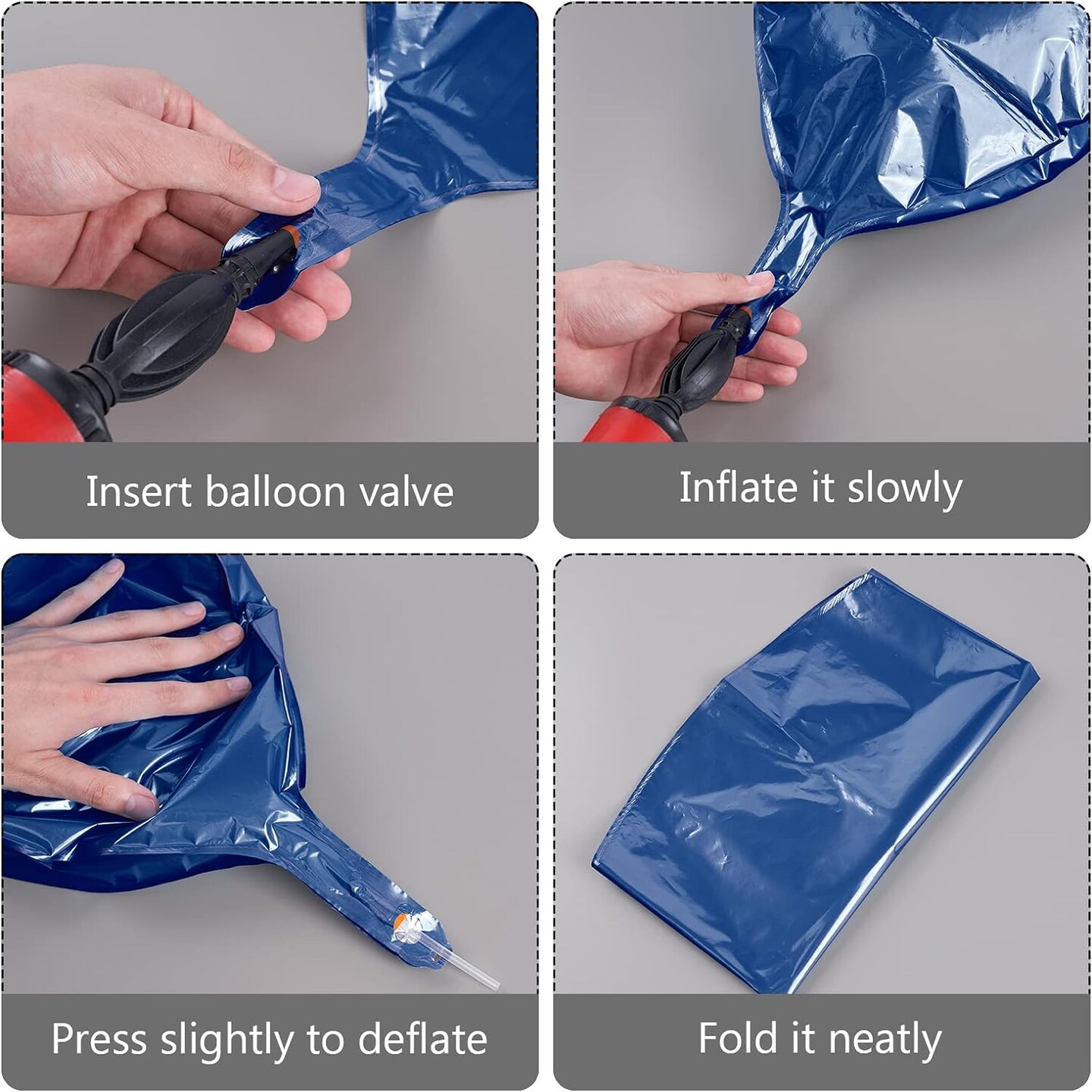 Dark Blue Balloons, 6 pcs Blue Foil Balloons, 22 inch Giant 4D Foil Balloons and Ribbon, Large Mylar Balloons, Balloons for Birthday Decorations, Wedding Decorations, Party Decorations