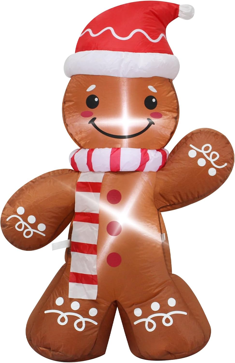 4 Feet Inflatable Gingerbread Man Christmas Decoration with Santa Hat LED Lights Perfect for Outdoor Indoor Holiday Decor Christmas Inflatable Doll Great for Lawn Garden Christmas Party