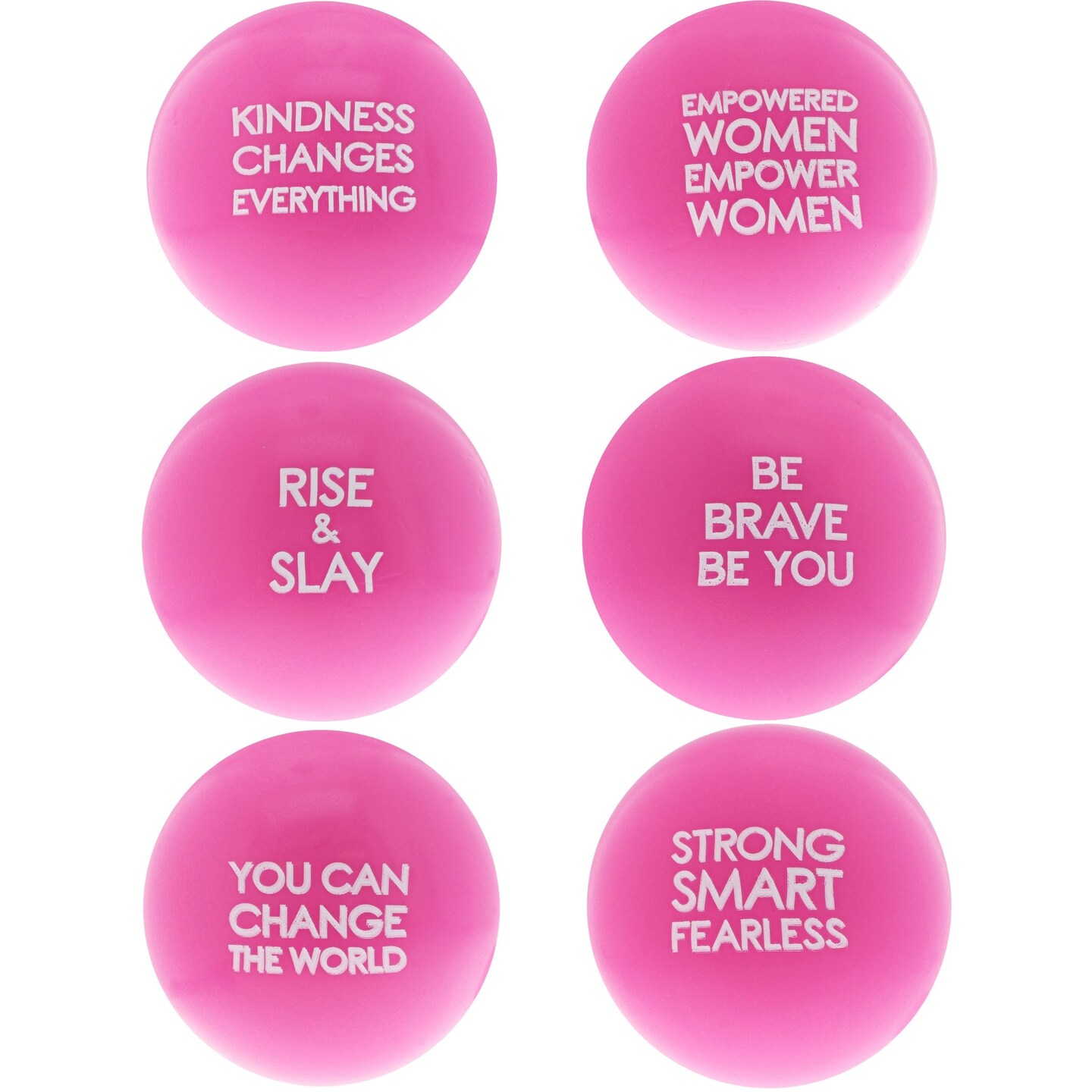 Juvale 6 Pack Motivational Stress Ball for Adults, Hot Pink Sensory Ball for Women, Hand Exercise Balls with Inspirational Quotes, Foam Balls, Fidget Tools, 2.5 Inches