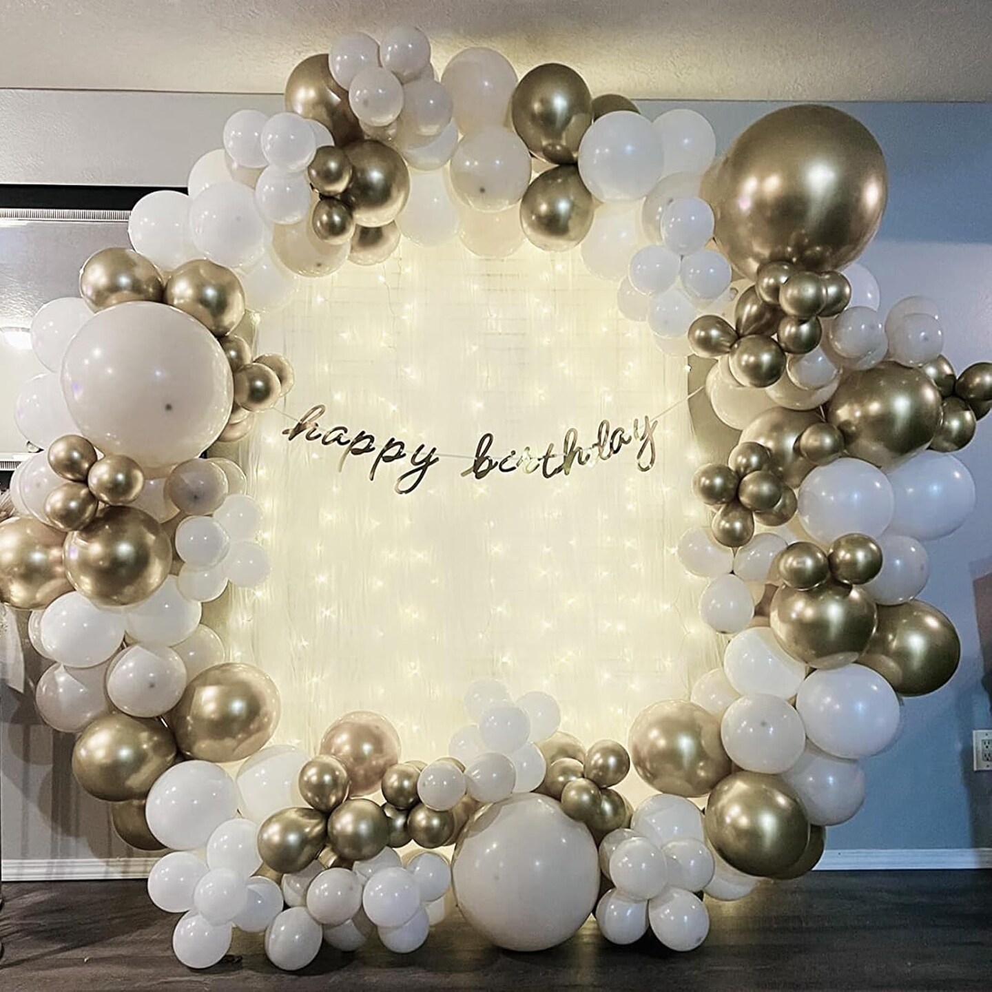 White Sand Gold Balloons, 60 Packs 12 Inch White Nude Balloons with Metallic Chrome Gold Beige Latex Balloons