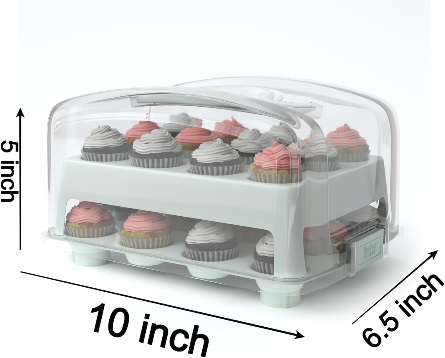 Box for MINI Cupcakes. NOT For Standard Size Cupcakes. Fashionable Green MINI Cupcake Carrier Holds 24 MINI-Size Cupcakes, MINI Cupcake Traveler, Reusable Cupcake Box