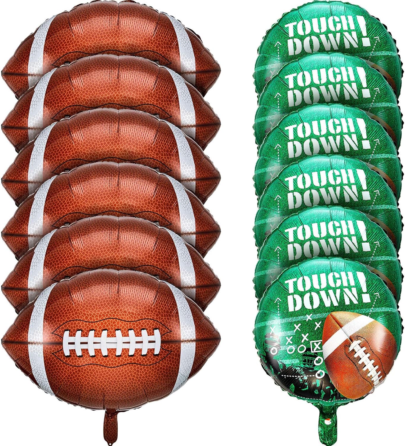 Football Balloons Set - Field &#x26; Foil Balloons for Tailgate Game Day Theme Supplies - Birthday Party Decorations (12 Pieces)