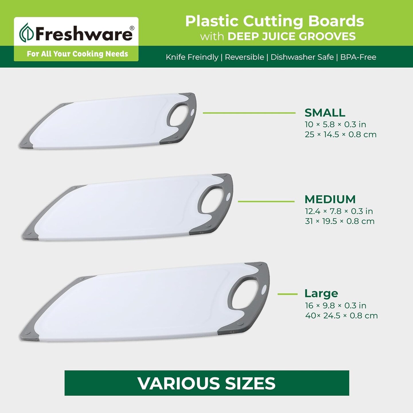 Cutting Boards, One Size, Plastic, Set of 3