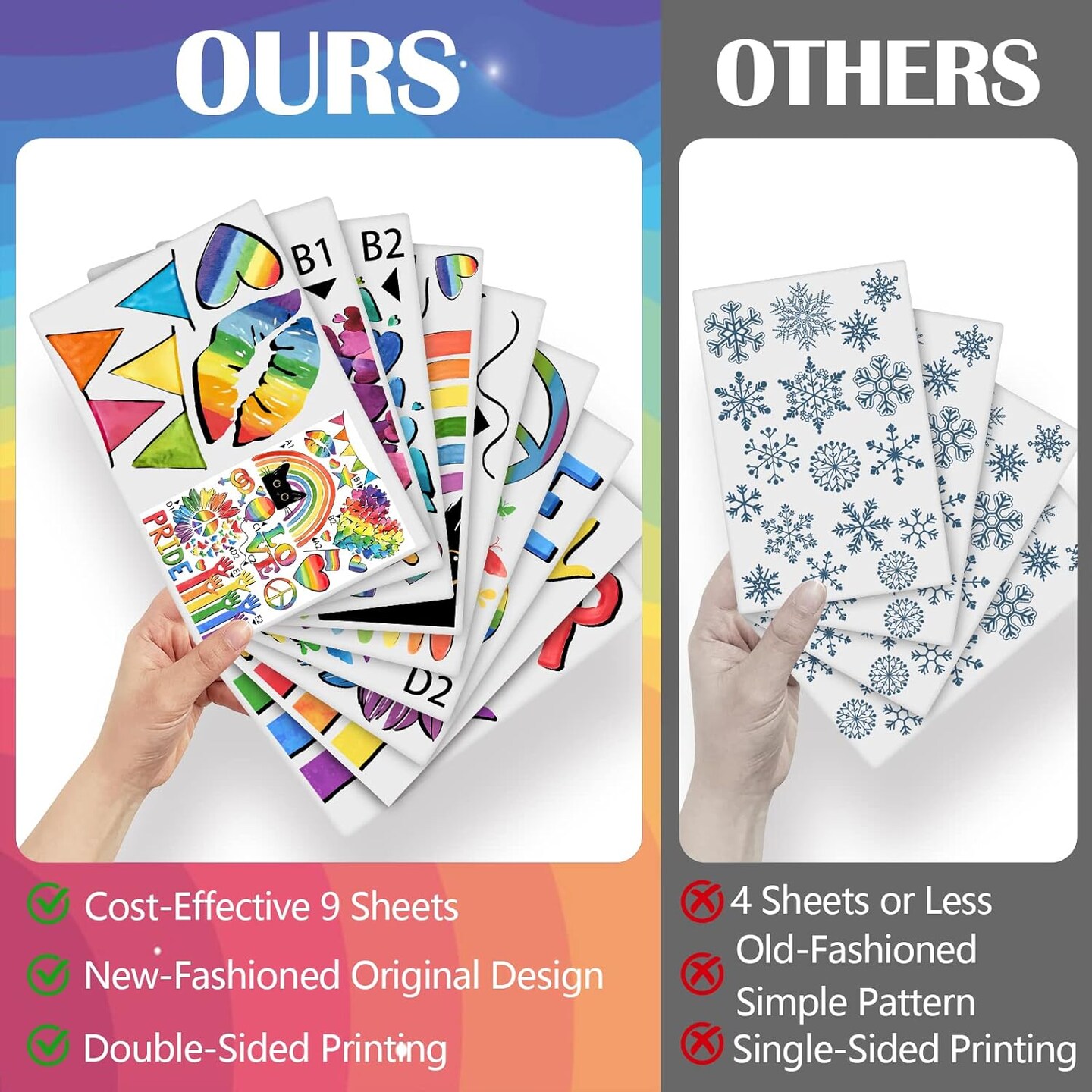 Gay Pride LGBTQ Rainbow Window Clings 9 Sheets, Equality Diversity Sunflower Love Hearts Black Cat Stickers Decals Decor, Lesbian Pansexual Bisexual Pride Month Home Kitchen Decorations