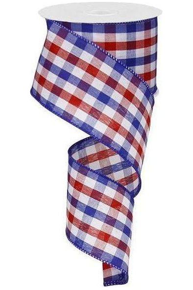 2.5&#x22; Gingham Plaid Ribbon: Patriotic (10 Yards)