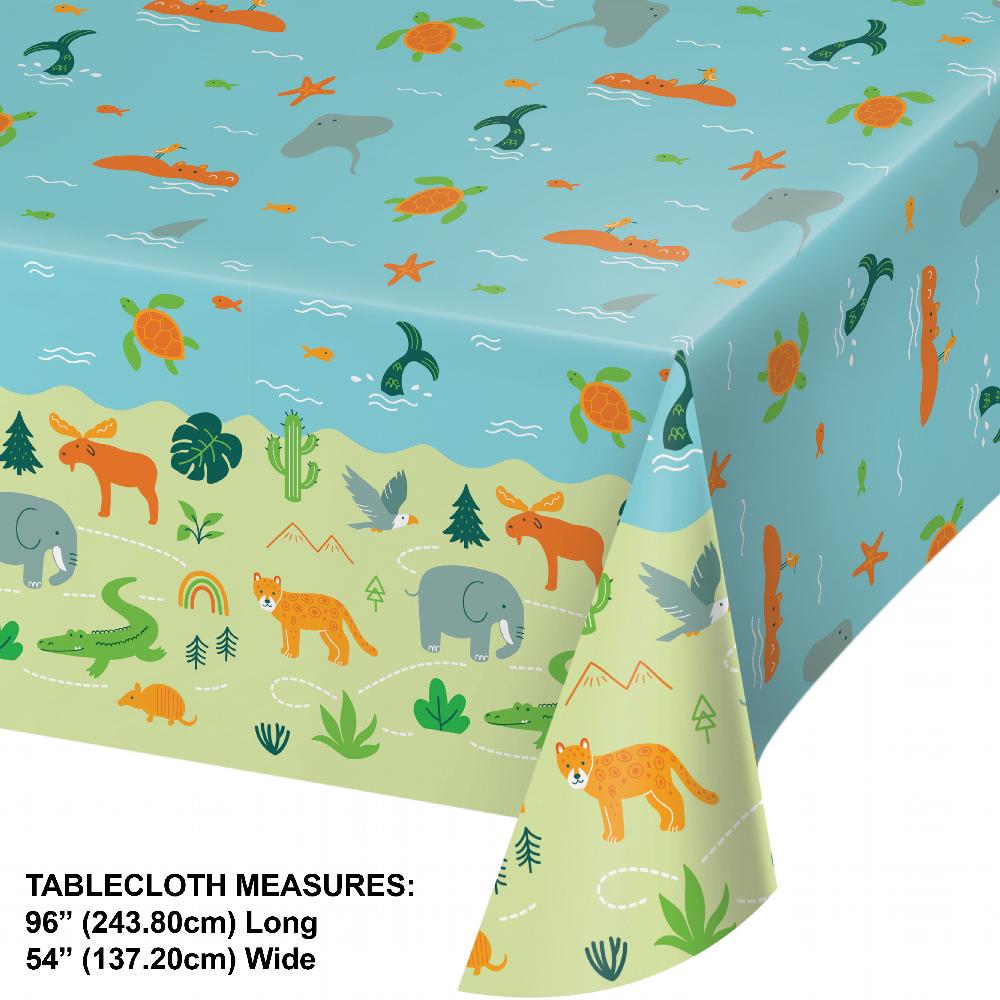6 pc Bulk One-derful World Wildlife Animal Paper Tablecloths