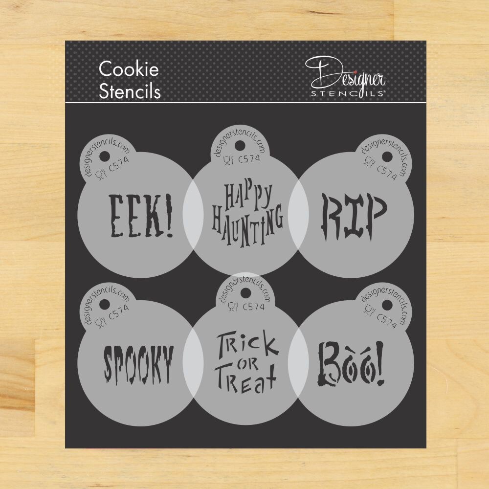 Small Halloween Sayings Cookie Stencils | C574 by Designer Stencils | Cookie Decorating Tools |