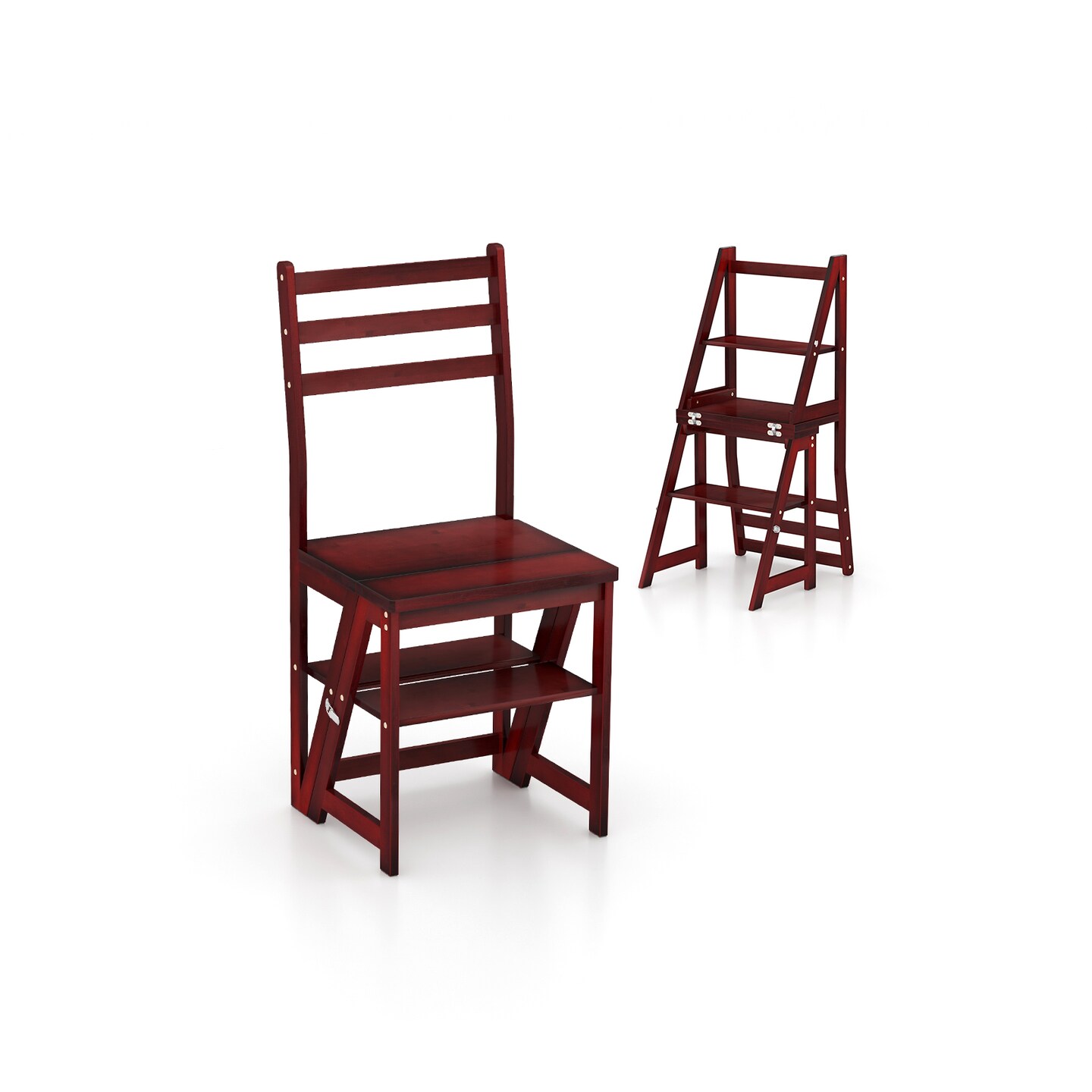 3-in-1 Multi-functional Foldable Display Plant Stand Ladder Chair with 2 Side Locking Buckles