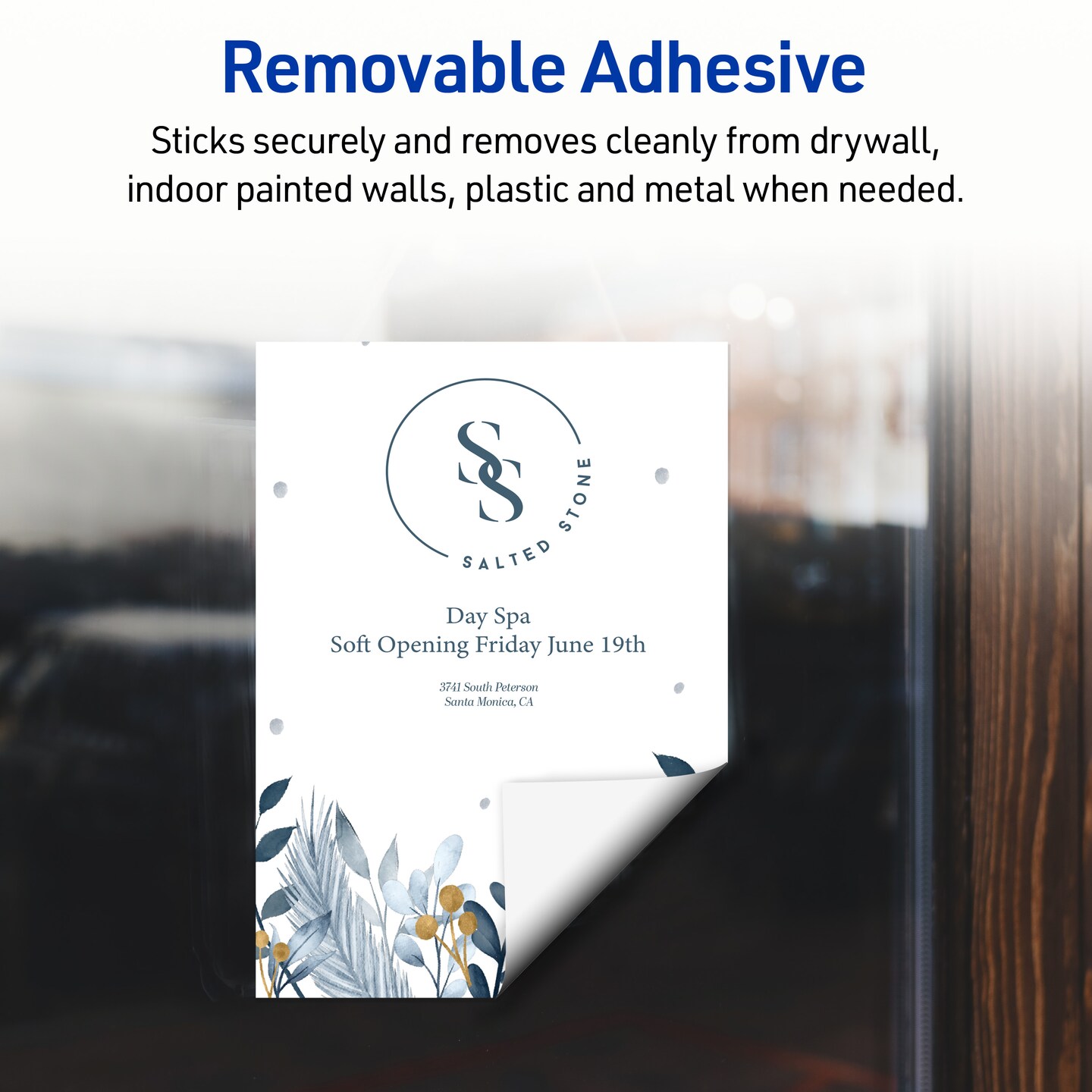 Avery Durable DIY Sticker Paper, 8.5" x 11", Removable Surface Safe Adhesive, Water-Resistant with Laser or Pigment-Inkjet Printers, 3 Full-Size Label Sheets (61512)