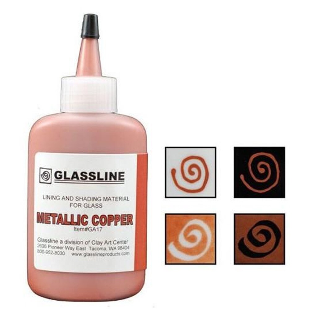 Metallic Copper Glassline Lead-Free Fusing Glass Paint Bottle Pen 2oz.