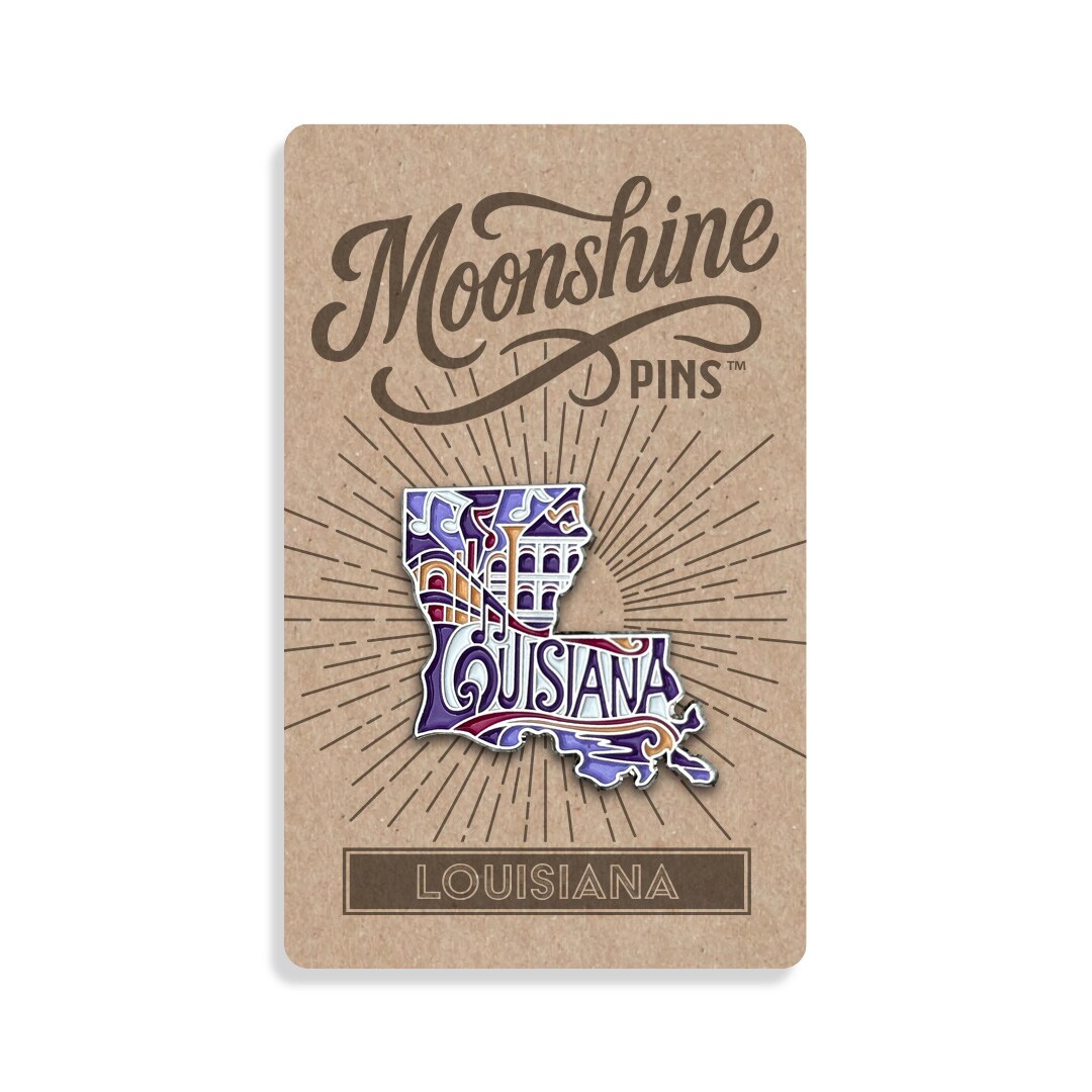 Louisiana State Shape & Flag Enamel Lapel Pin By PinMart