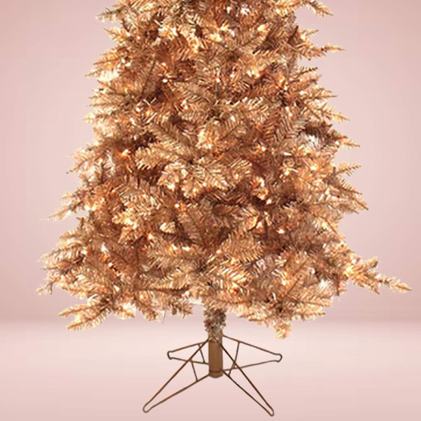 6.5ft Champagne Gold Slim Prelit Christmas Tree Warm White Lights