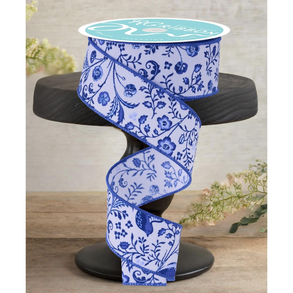 1.5&#x22; Asian Chinoiserie Ribbon: Blue (10 Yards)