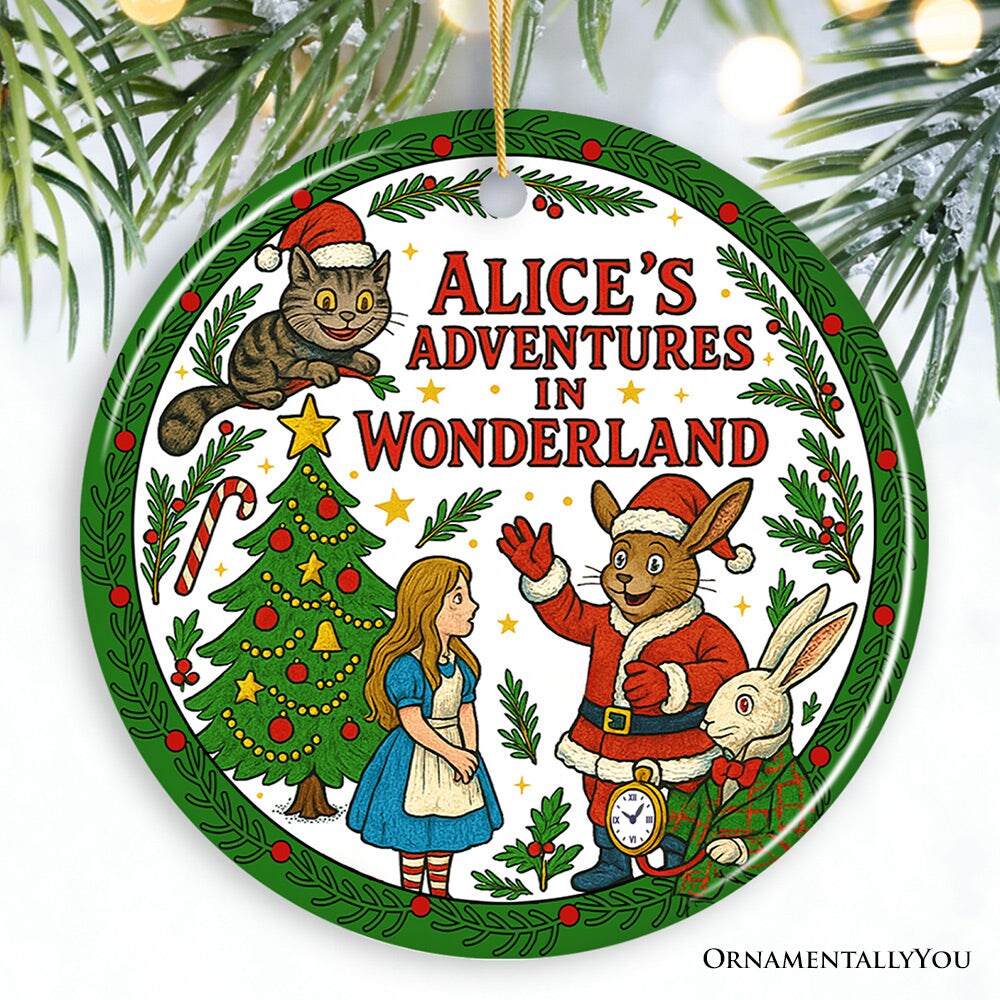 Classic Alice's Adventure in Wonderland Ornament, Whimsical Christmas Decoration and Gift